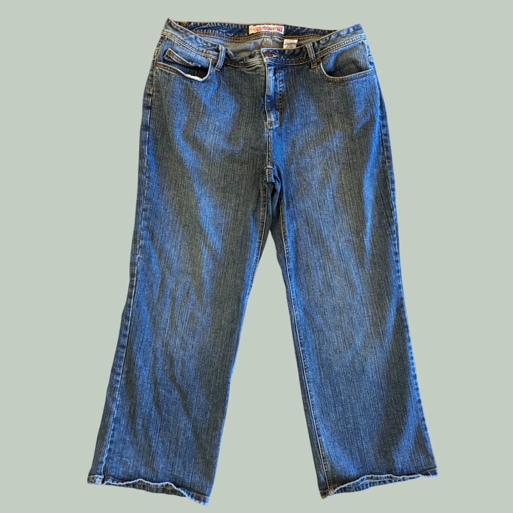 Faded Glory Womens Plus 18W Petite Bootcut Jeans Dark Stone Wash Stretch Denim